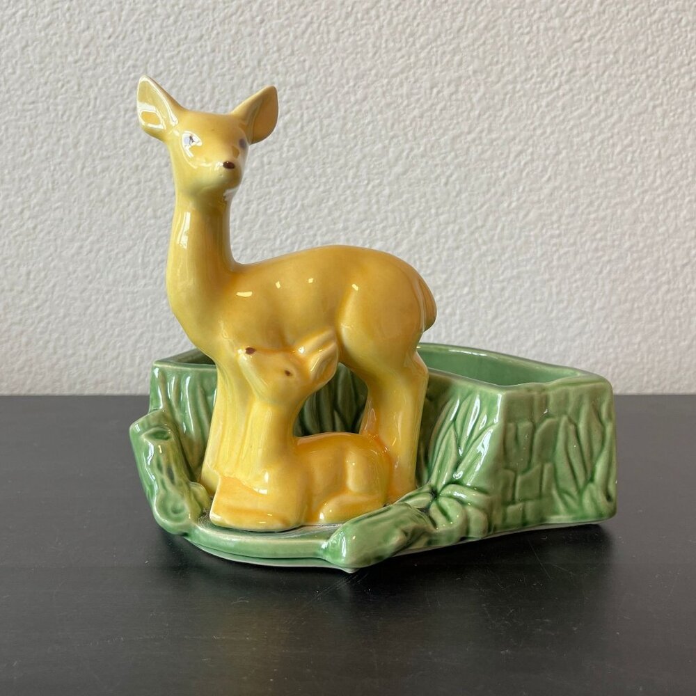 MCM Shawnee Pottery Deer Planter // Mother with Fawn // Vintage 1950s